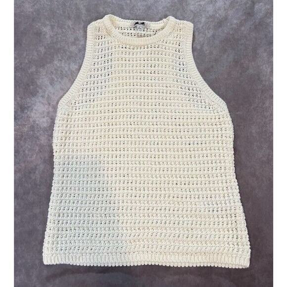 Madewell Womens Sweater Tank Crochet-Knit Crewneck Sleeveless Ivory Medium NEW - Picture 3 of 8
